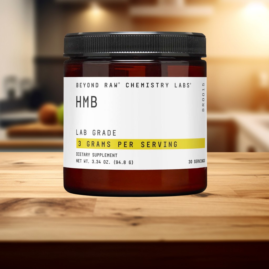 Muscle health supplement Beyond Raw Chemistry Labs HMB featuring the clinically proven ingredient myHMB