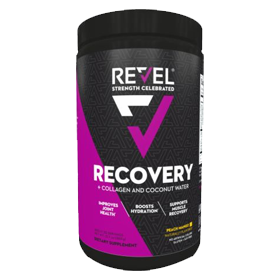 Muscle health supplement Revel Recovery featuring the clinically proven ingredient myHMB