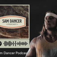 CrossFit Games Athlete Sam Dancer and an image of the cover of his podcast from Spotify