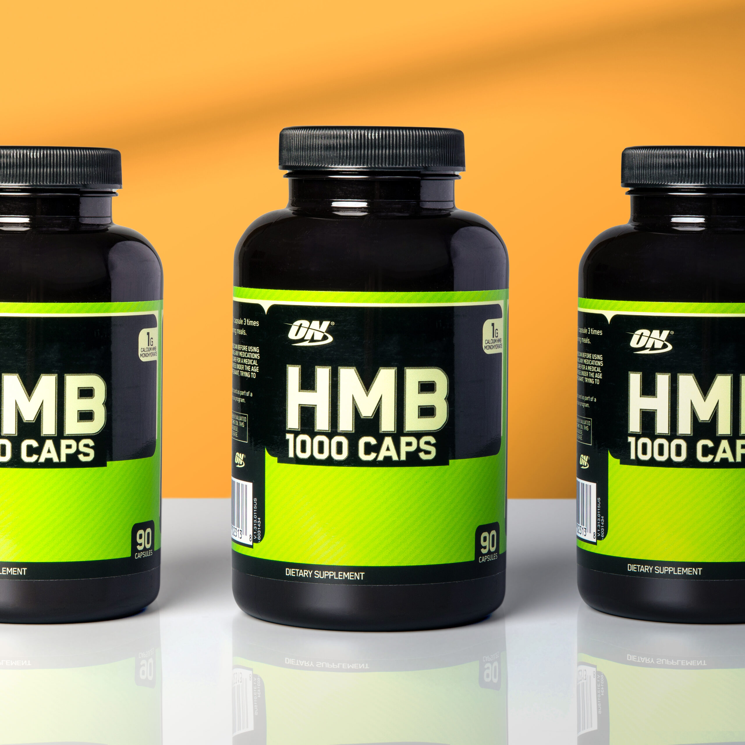 Supplement product Optimum Nutrition HMB 1000 Caps featuring the clinically proven muscle health ingredient myHMB