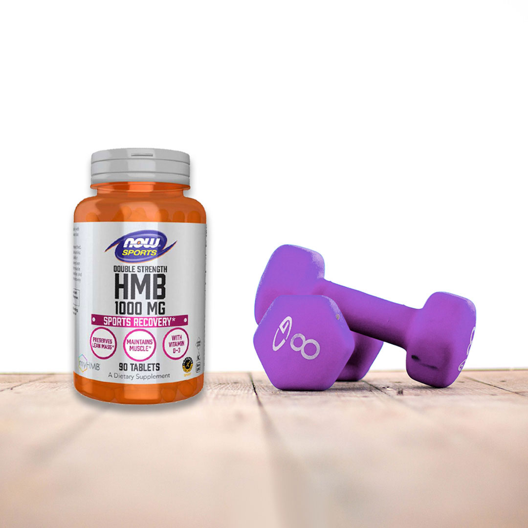 Supplement product Now Sports Double Strength HMB 1000 mg featuring the clincally proven muscle health ingredient myHMB