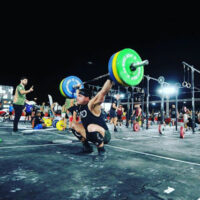 team myHMB athlete and CrossFit athlete Rob Schillaci competing and performing a squat snatch